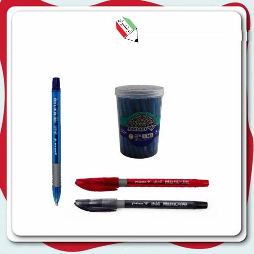 خودکار مشکی نوک 1 گریپ دار بدنه کریستال رنگی سهند سفیر 13037